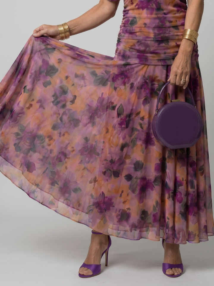 Marine | Tiered Off Shoulder Chiffon Midi Dress for Women