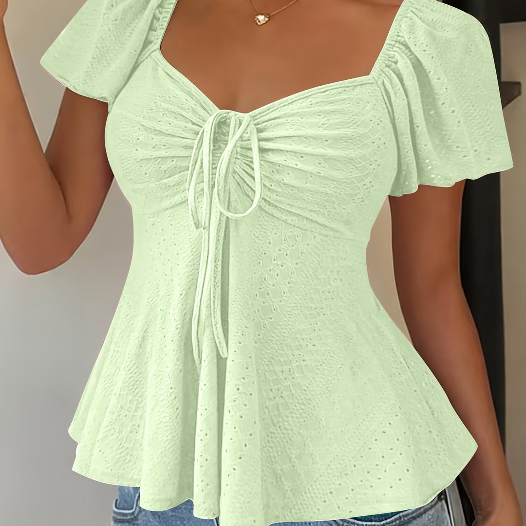 Corentine | Waisted Puff Sleeve Peplum Top for Women