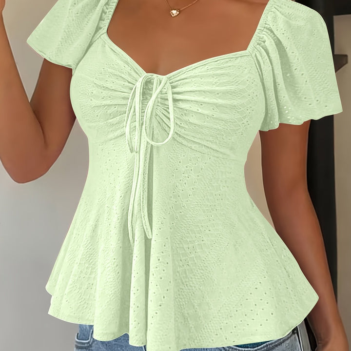 Corentine | Waisted Puff Sleeve Peplum Top for Women
