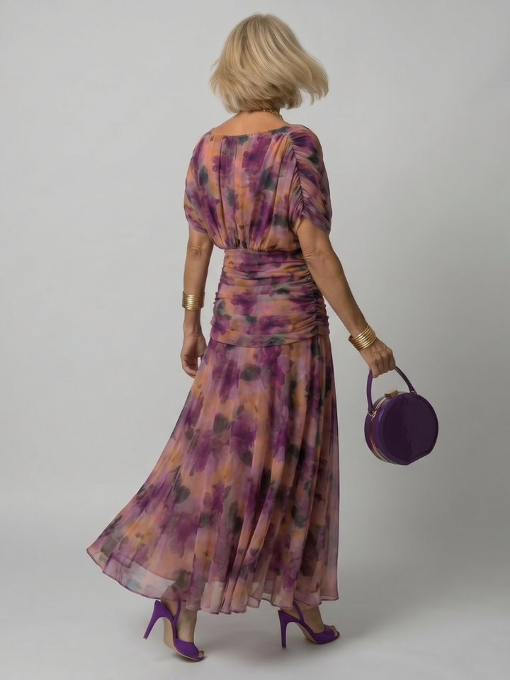 Marine | Tiered Off Shoulder Chiffon Midi Dress for Women