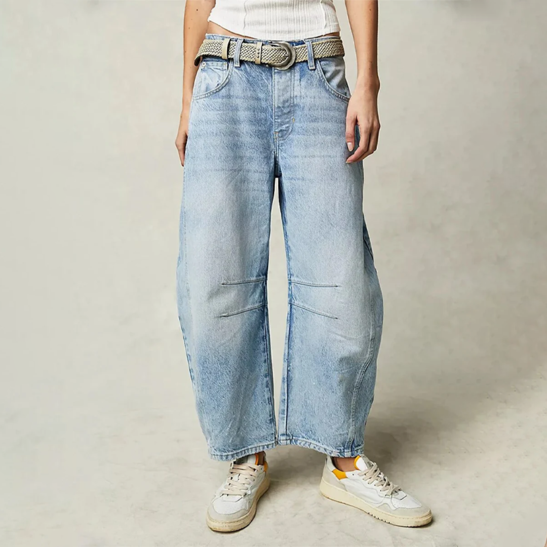 Solene | Fluent Barrel Leg Wide Jeans for Women