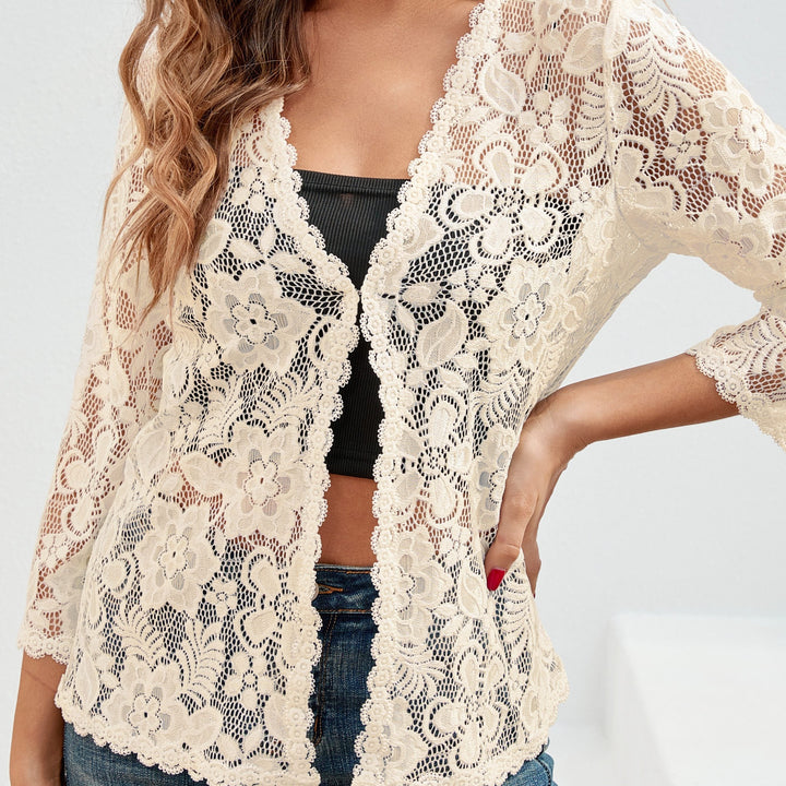 Cassandra | Airy Floral Lace Open Front Cardigan for Women