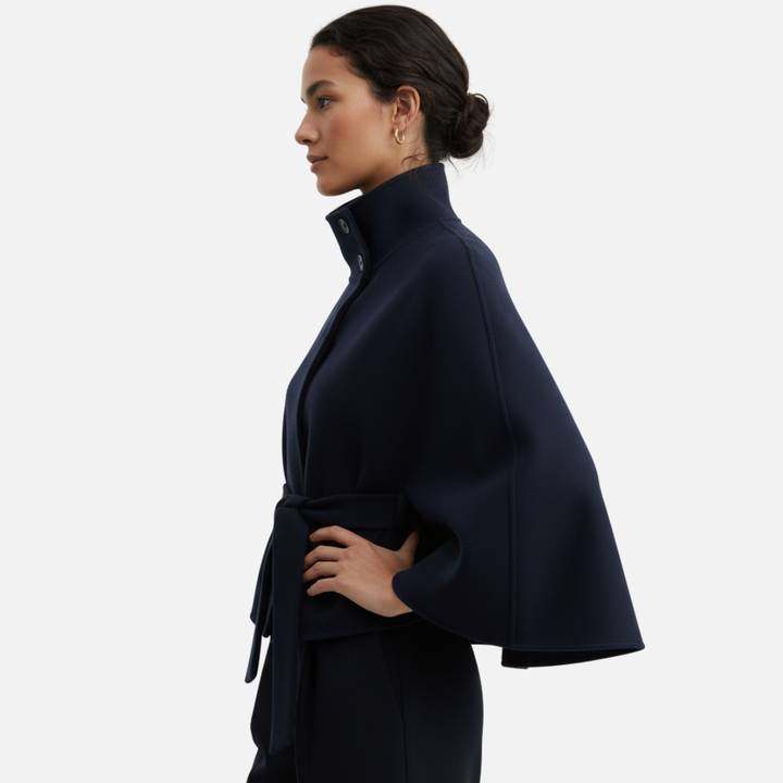Perrette | Crested Belted Wool Cape for Women