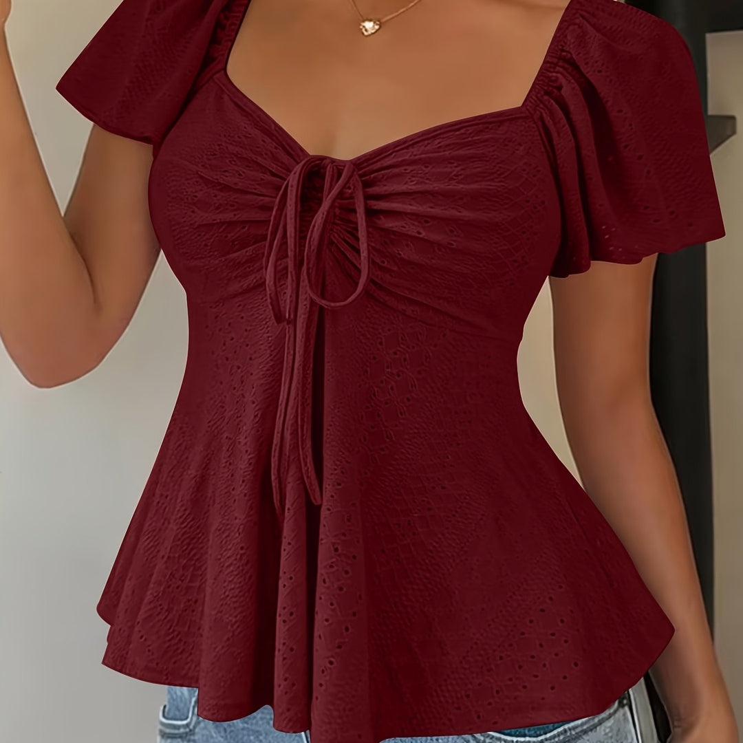 Corentine | Waisted Puff Sleeve Peplum Top for Women