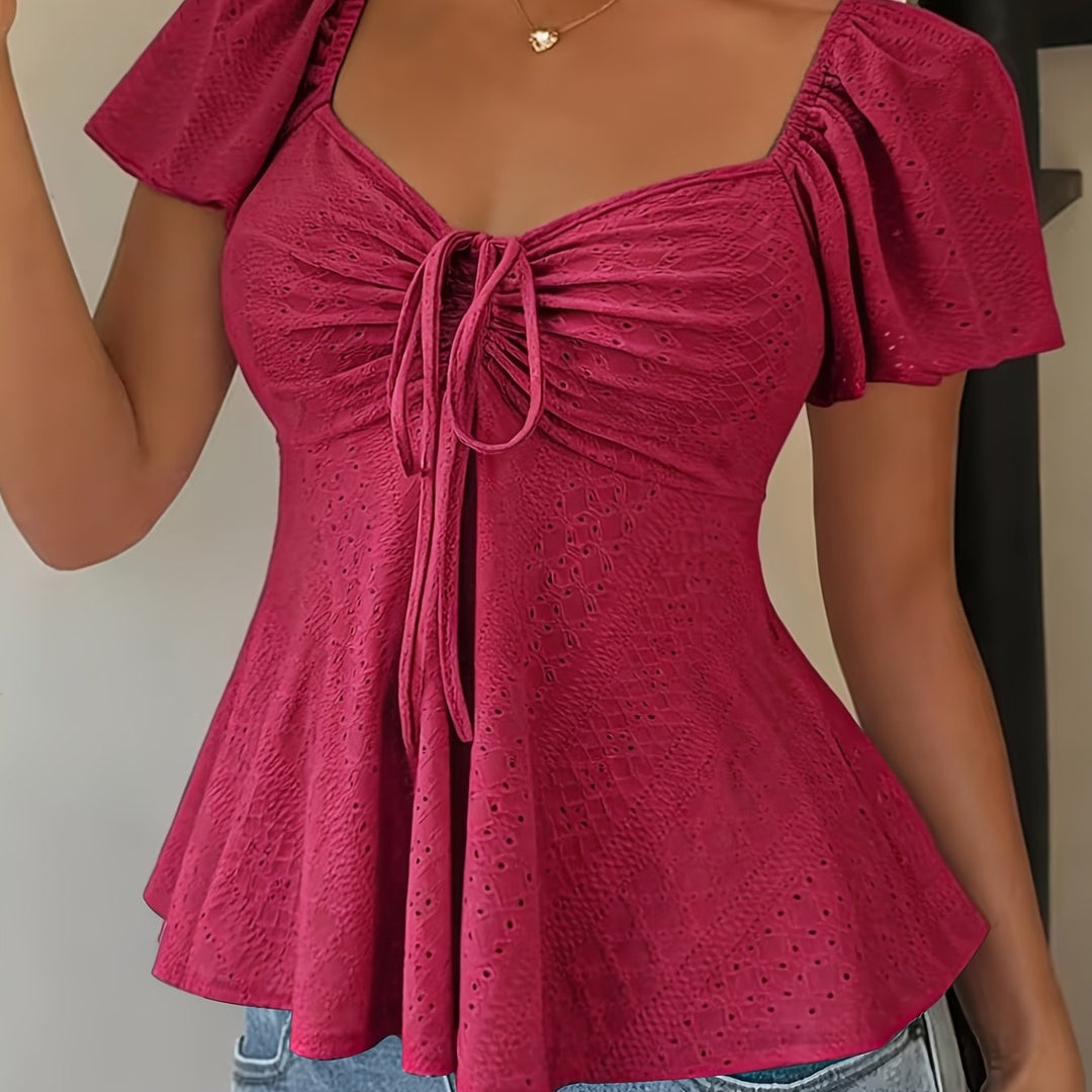 Corentine | Waisted Puff Sleeve Peplum Top for Women
