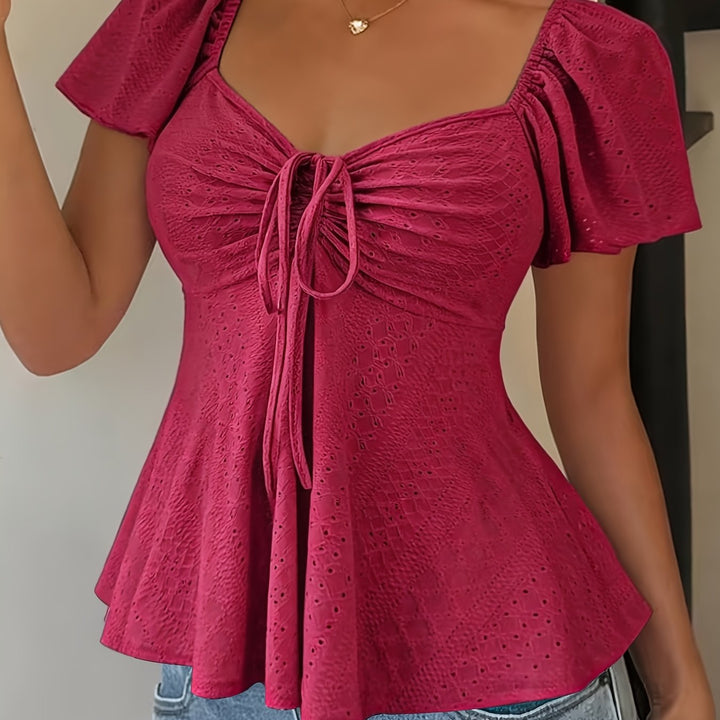 Corentine | Waisted Puff Sleeve Peplum Top for Women