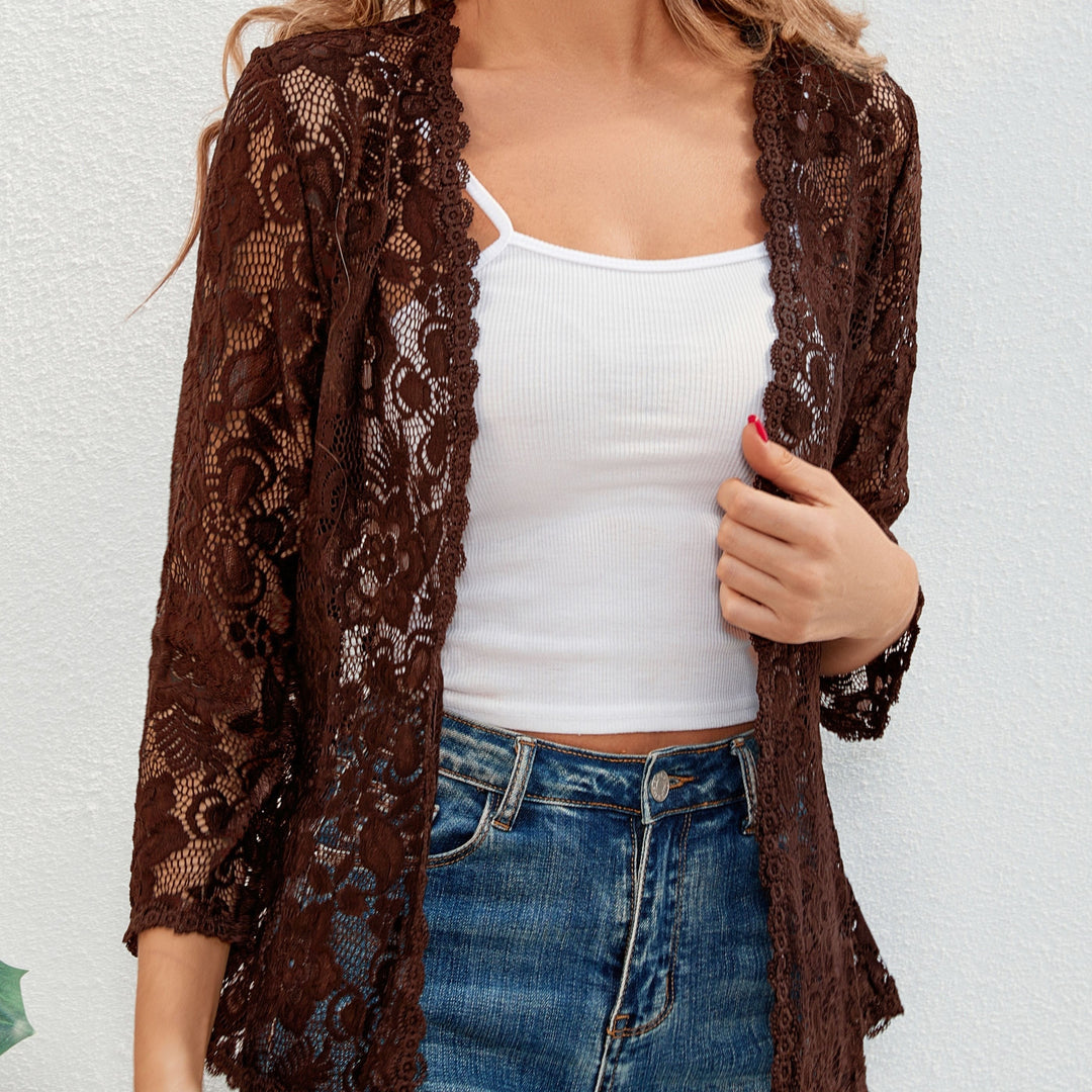 Cassandra | Airy Floral Lace Open Front Cardigan for Women