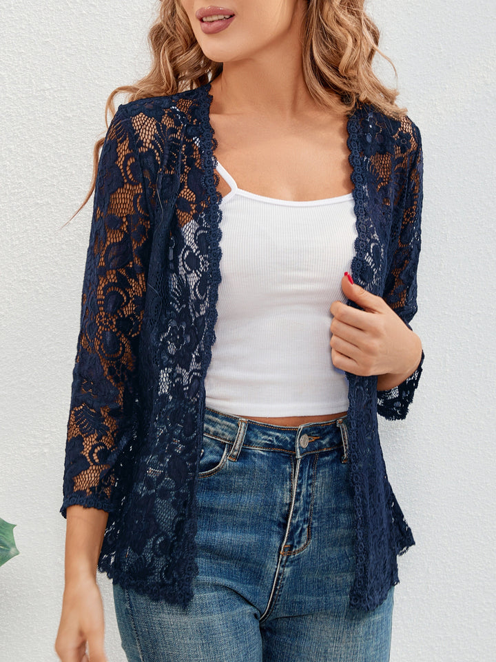Cassandra | Airy Floral Lace Open Front Cardigan for Women