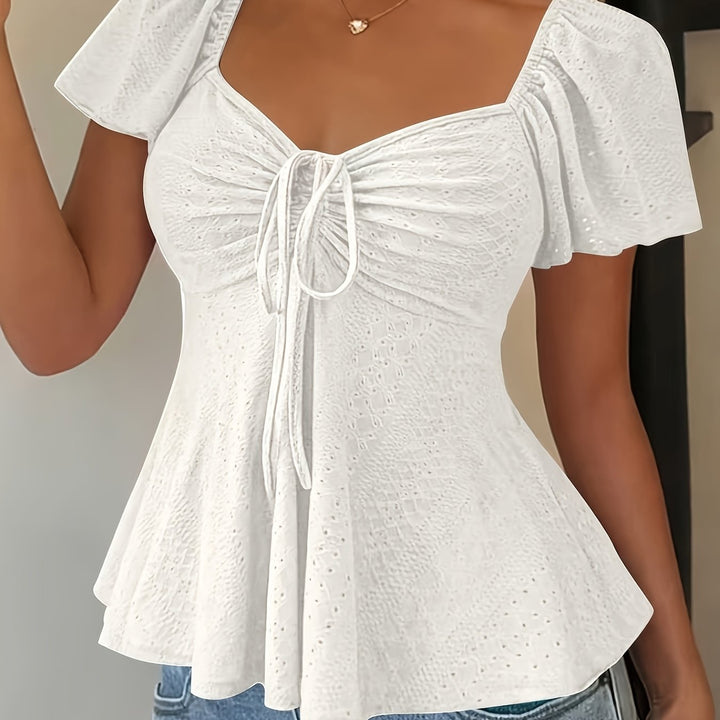 Corentine | Waisted Puff Sleeve Peplum Top for Women