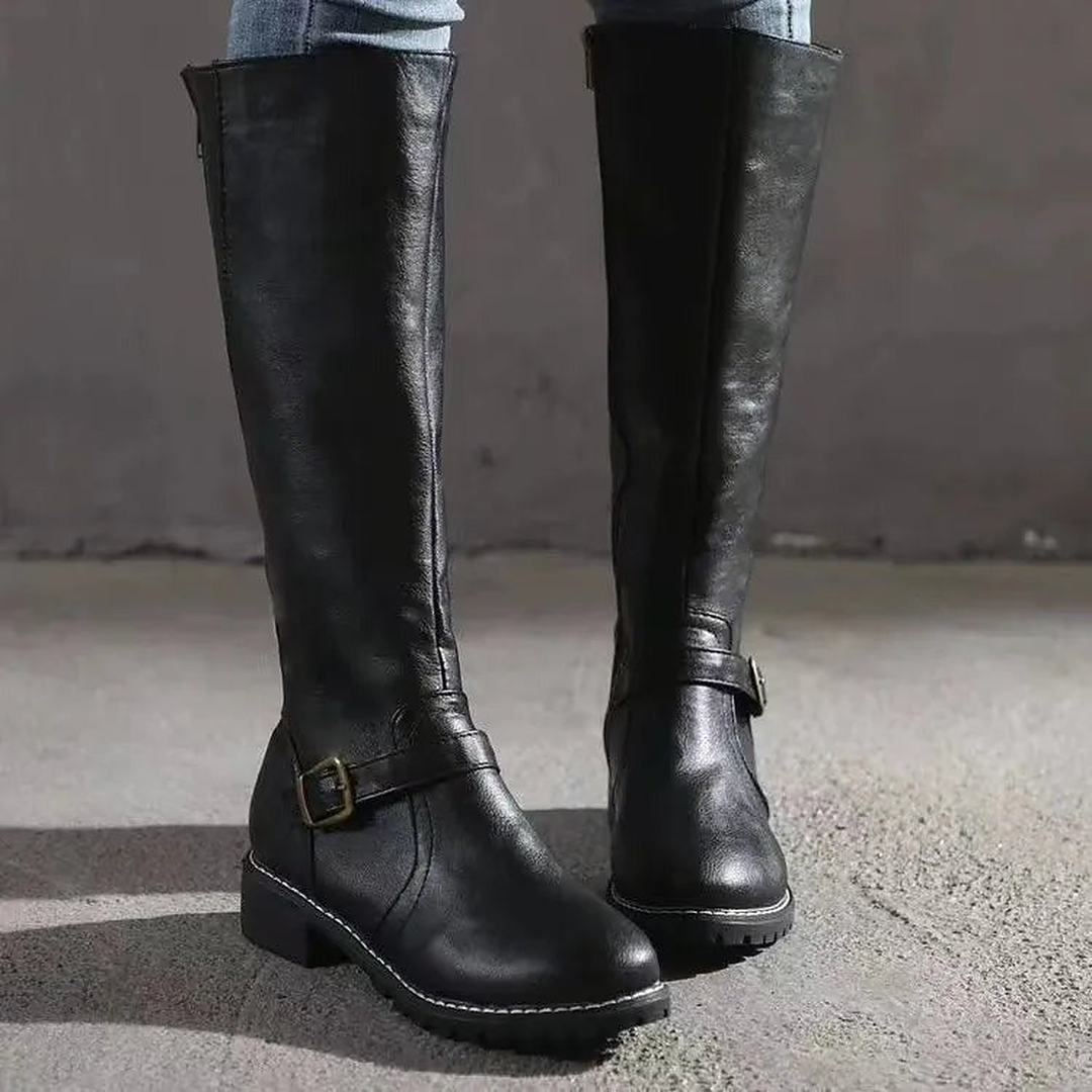 Gabrielle | Shafted Round Toe Knee High Boots for Women
