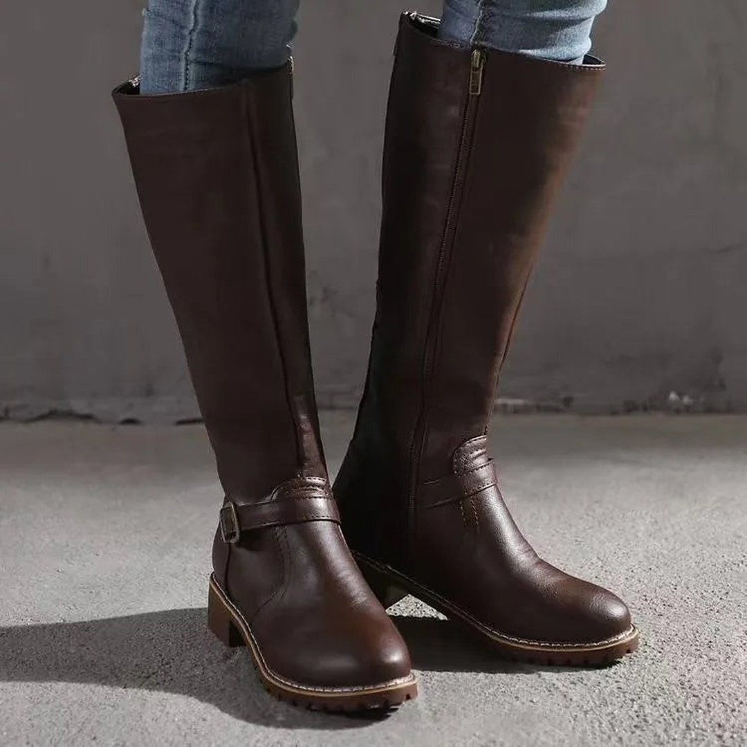Gabrielle | Shafted Round Toe Knee High Boots for Women