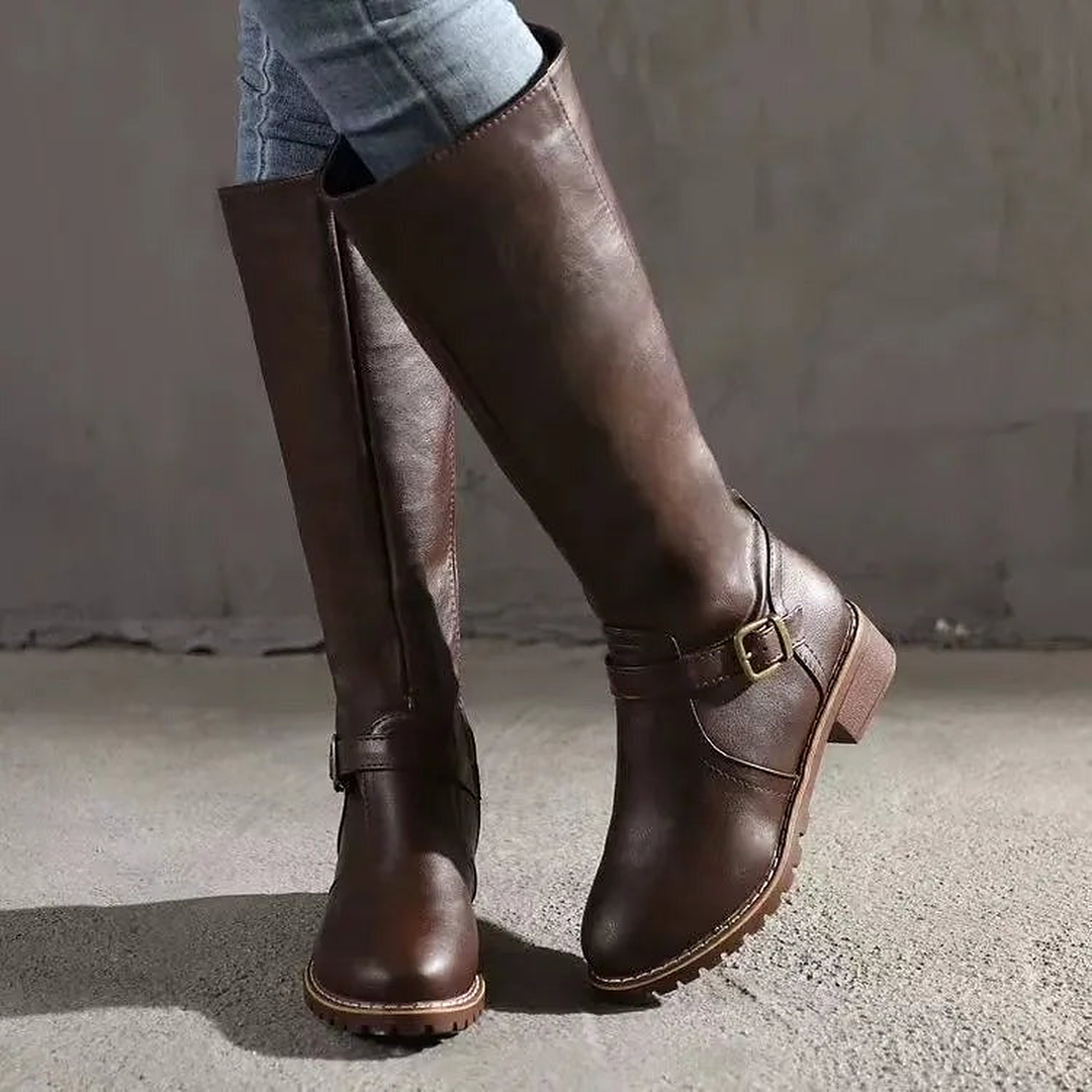 Gabrielle | Shafted Round Toe Knee High Boots for Women