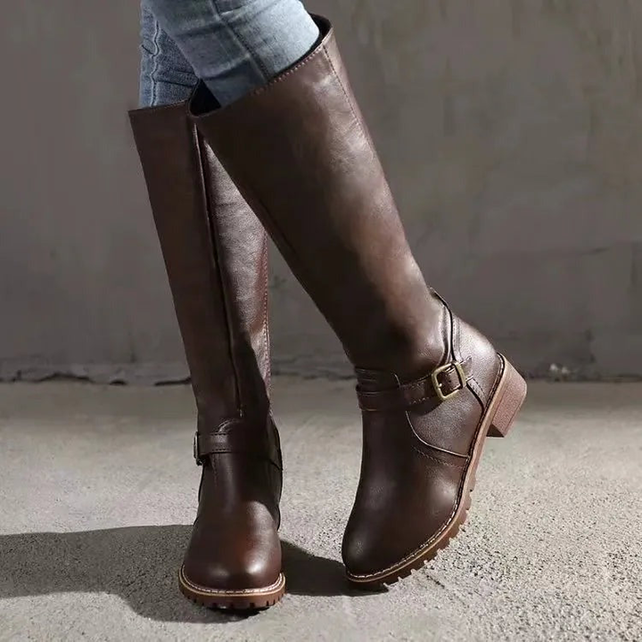 Gabrielle | Shafted Round Toe Knee High Boots for Women