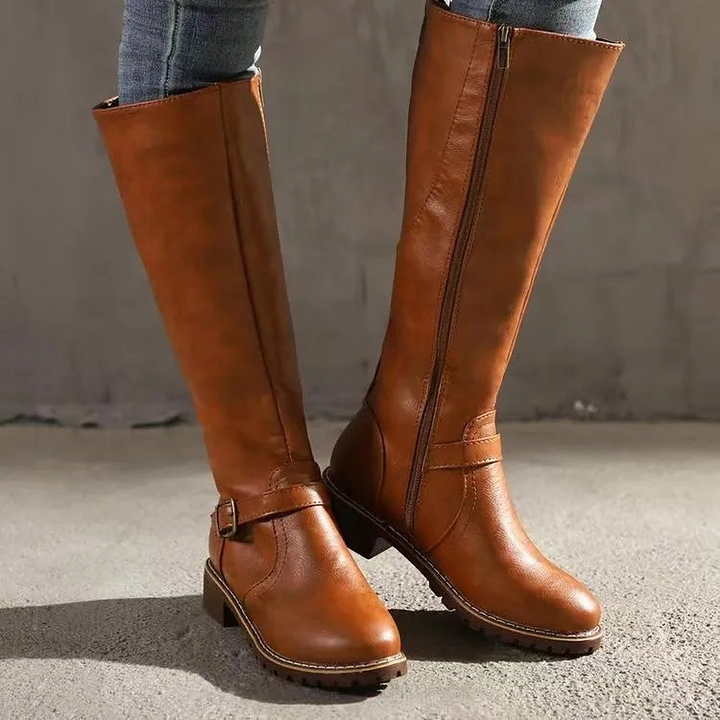 Gabrielle | Shafted Round Toe Knee High Boots for Women