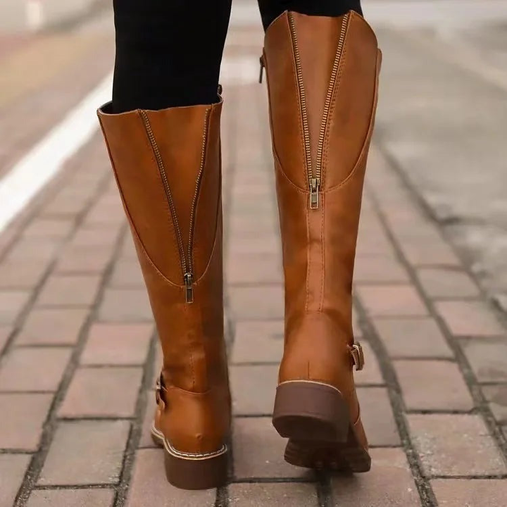 Gabrielle | Shafted Round Toe Knee High Boots for Women