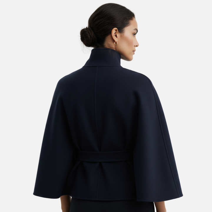 Perrette | Crested Belted Wool Cape for Women