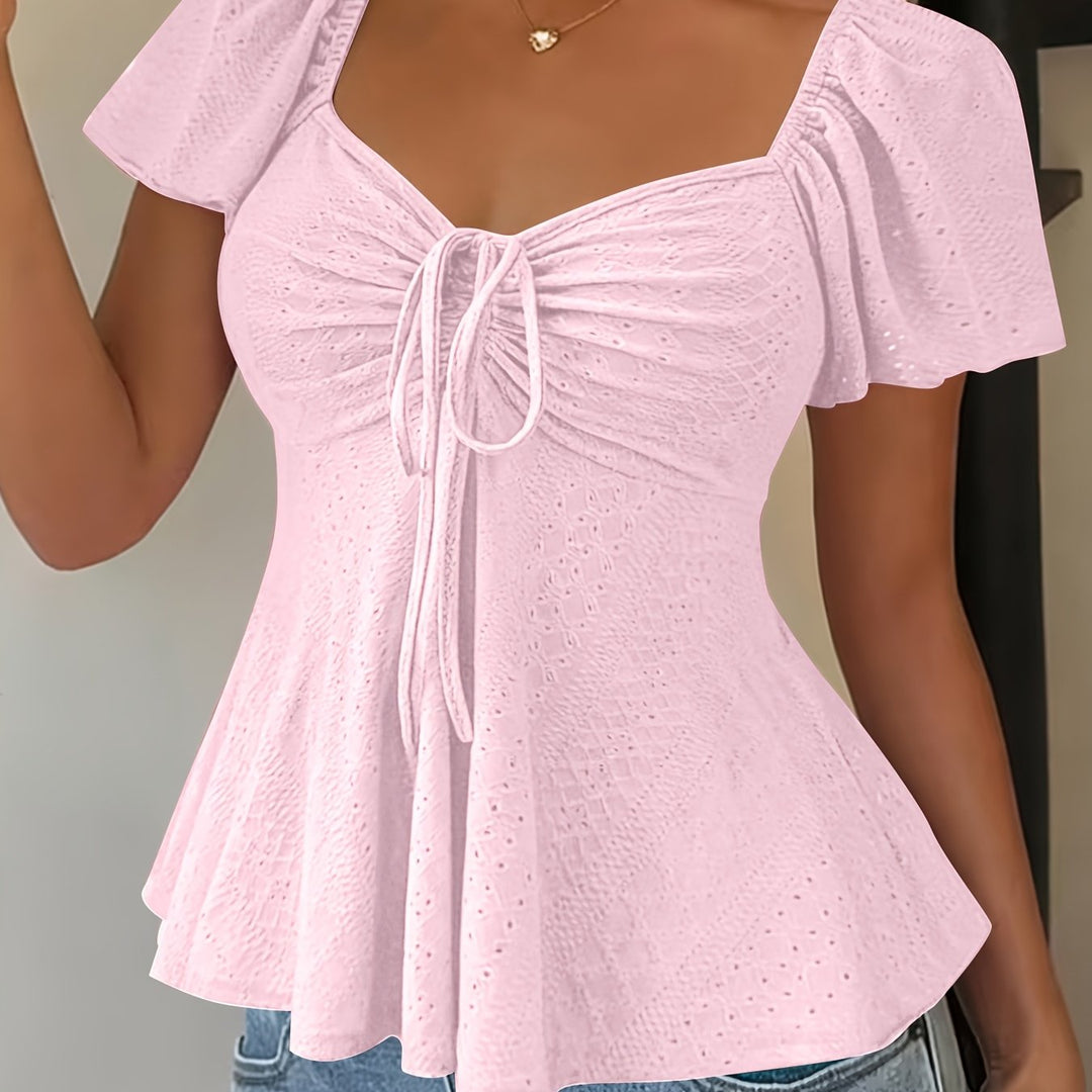 Corentine | Waisted Puff Sleeve Peplum Top for Women