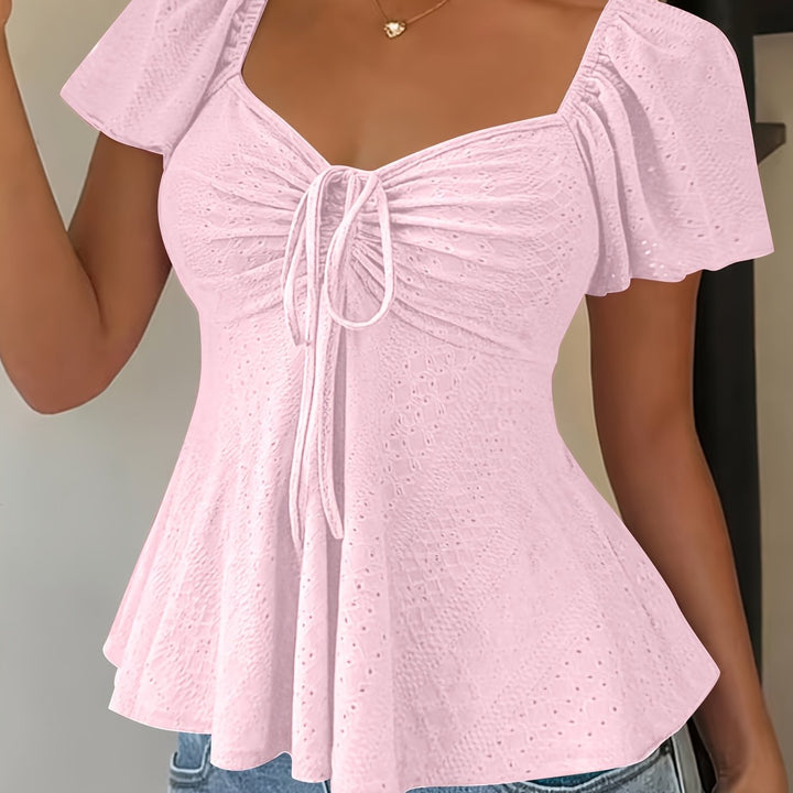 Corentine | Waisted Puff Sleeve Peplum Top for Women