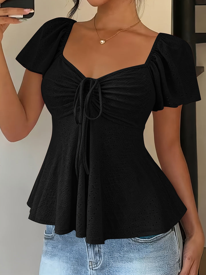 Corentine | Waisted Puff Sleeve Peplum Top for Women