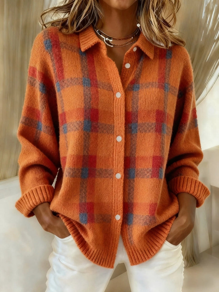 Juna | Cozy Plaid Button-Front Sweater for Women
