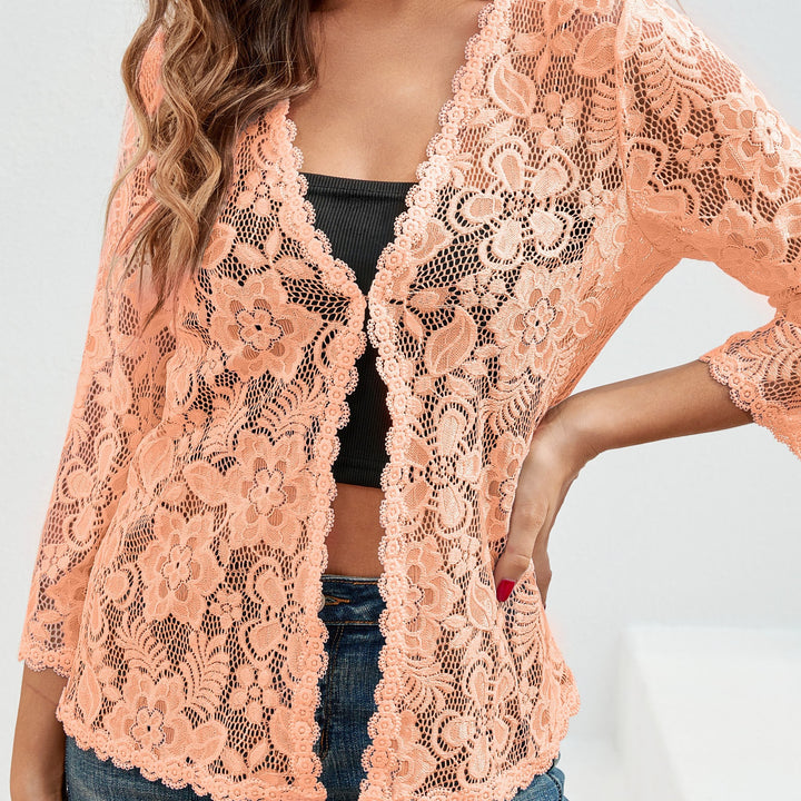 Cassandra | Airy Floral Lace Open Front Cardigan for Women