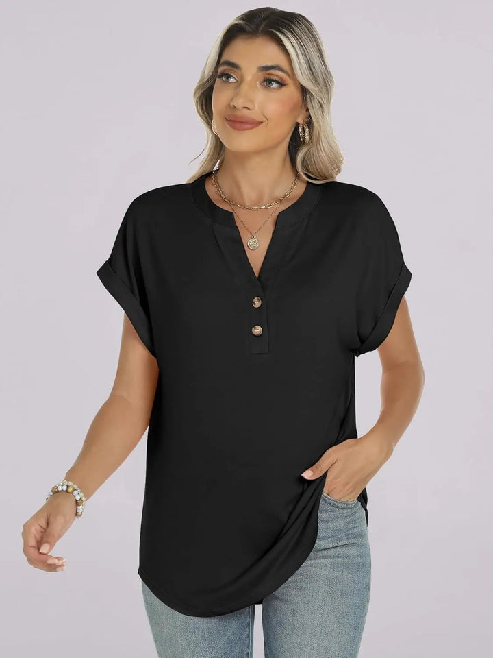 Camelia | Softened Henley V Neck Tunic for Women