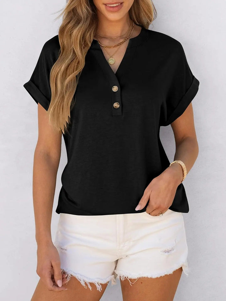 Camelia | Softened Henley V Neck Tunic for Women