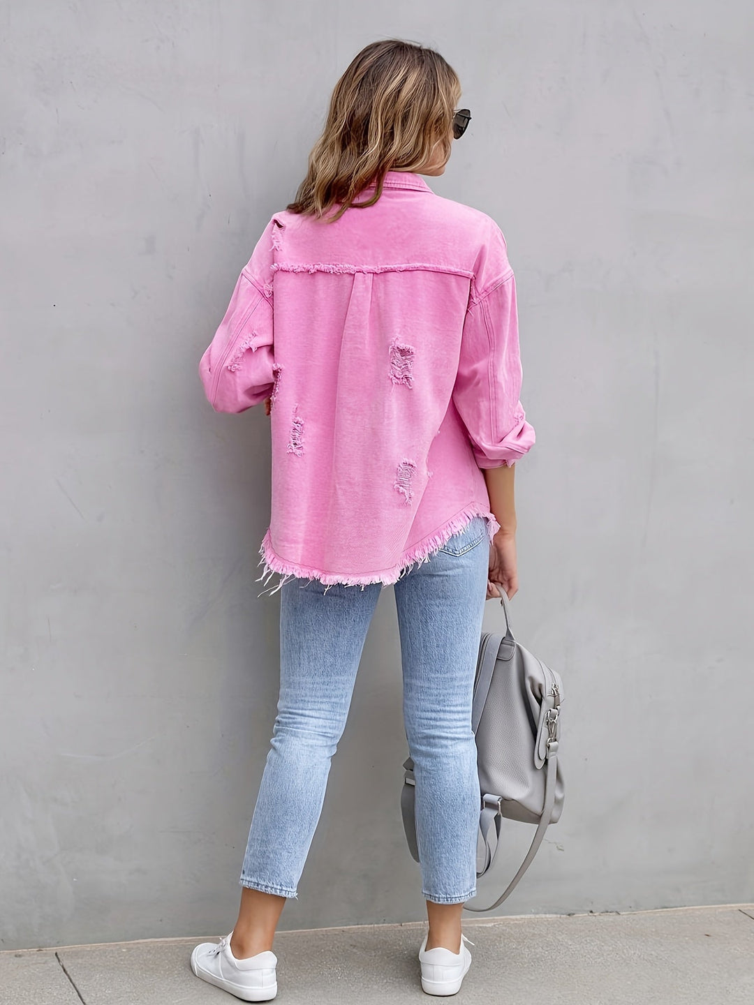 Pernelle | Whiskered Oversized Denim Overshirt Shirt Jacket for Women