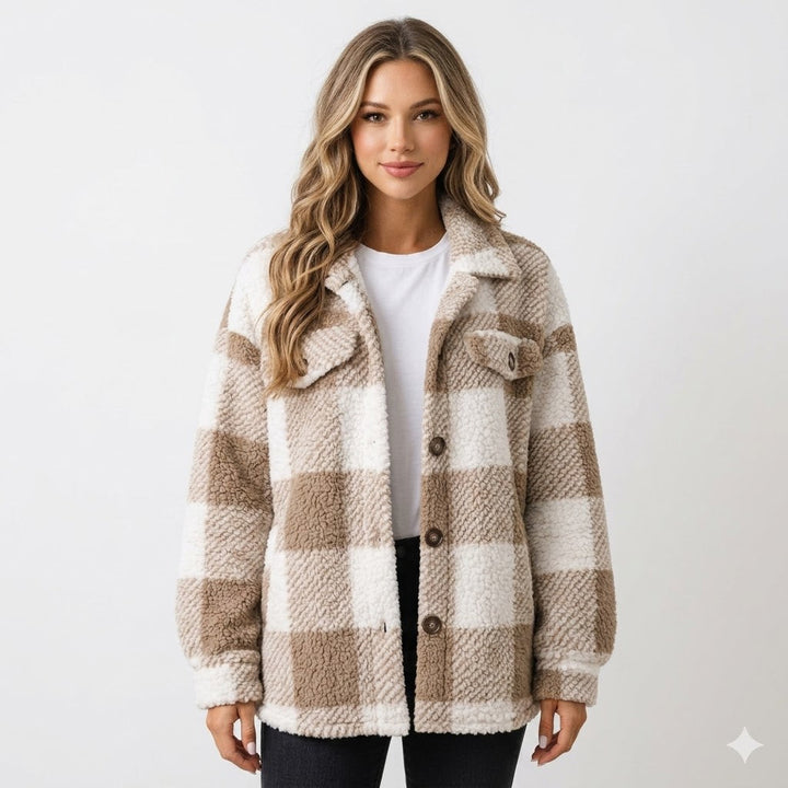 Ruby | Cosseted Checked Teddy Overshirt for Women