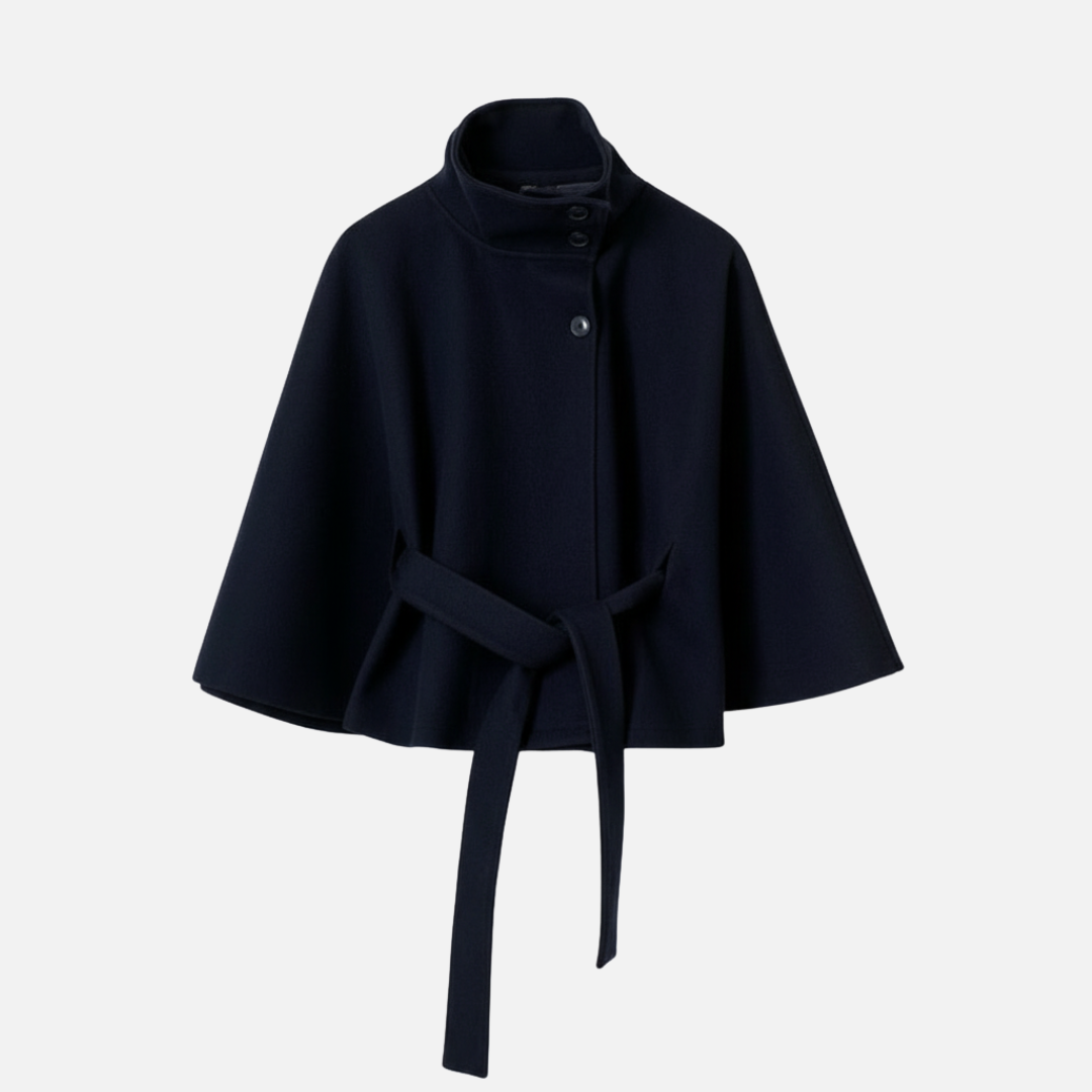 Perrette | Crested Belted Wool Cape for Women