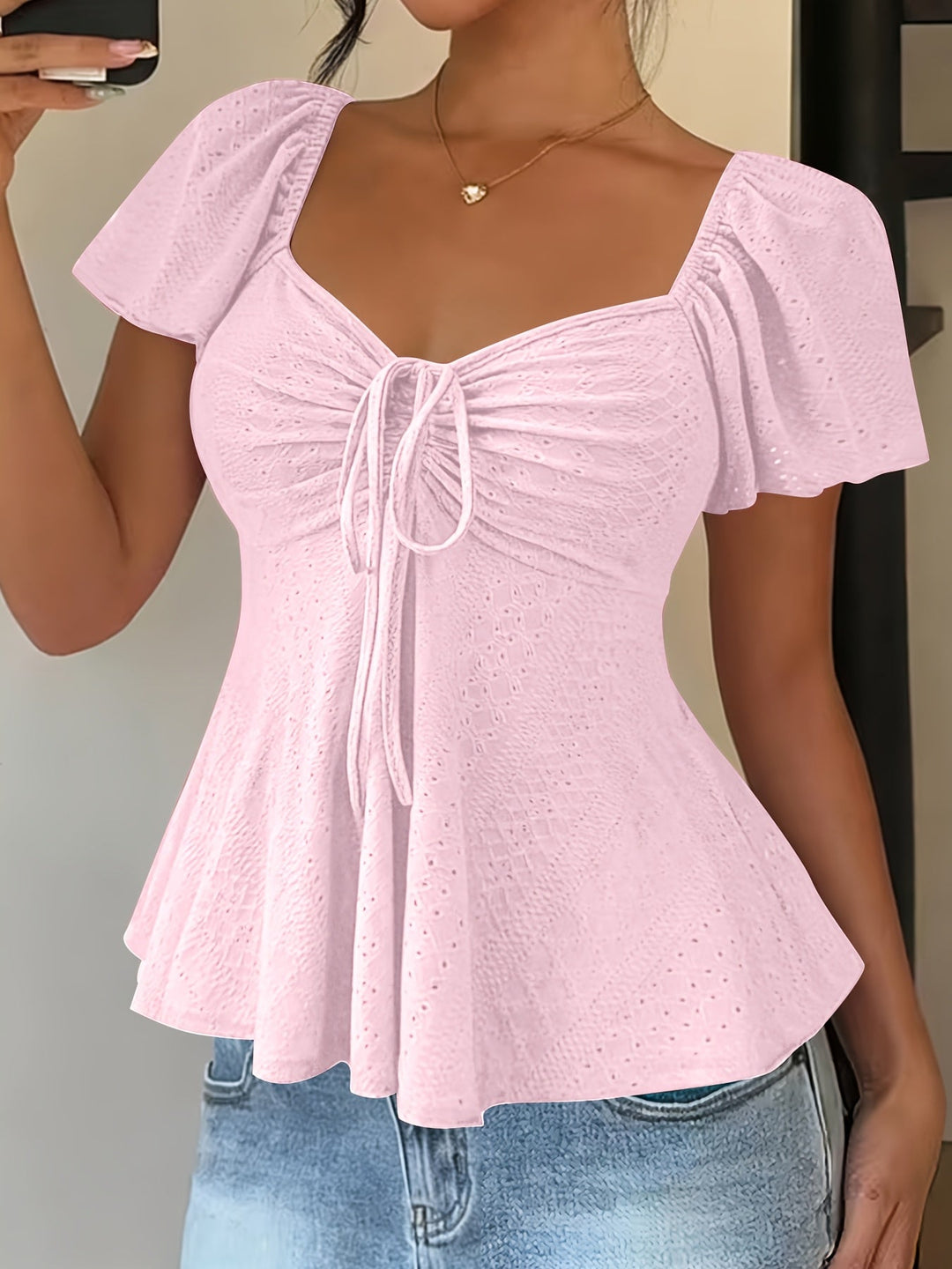 Corentine | Waisted Puff Sleeve Peplum Top for Women