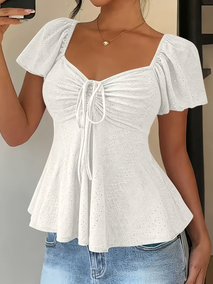 Corentine | Waisted Puff Sleeve Peplum Top for Women