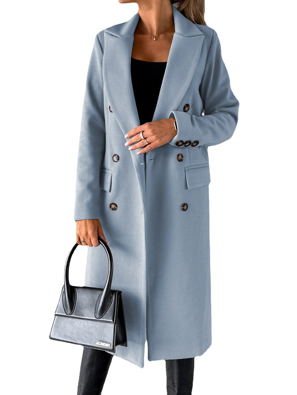 Theodora | Graceful Longline Double-Breasted Coat for Women