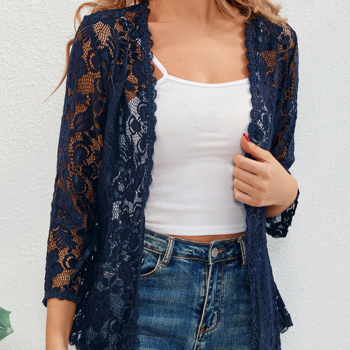 Cassandra | Airy Floral Lace Open Front Cardigan for Women