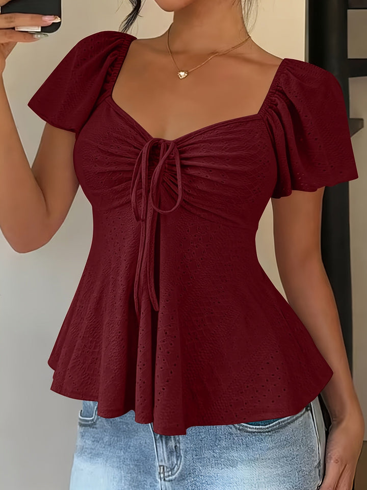 Corentine | Waisted Puff Sleeve Peplum Top for Women