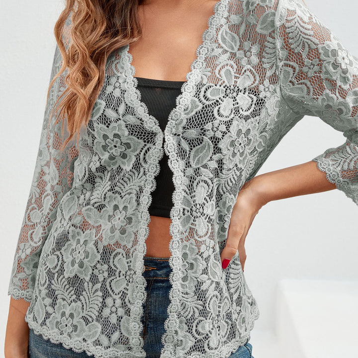 Cassandra | Airy Floral Lace Open Front Cardigan for Women