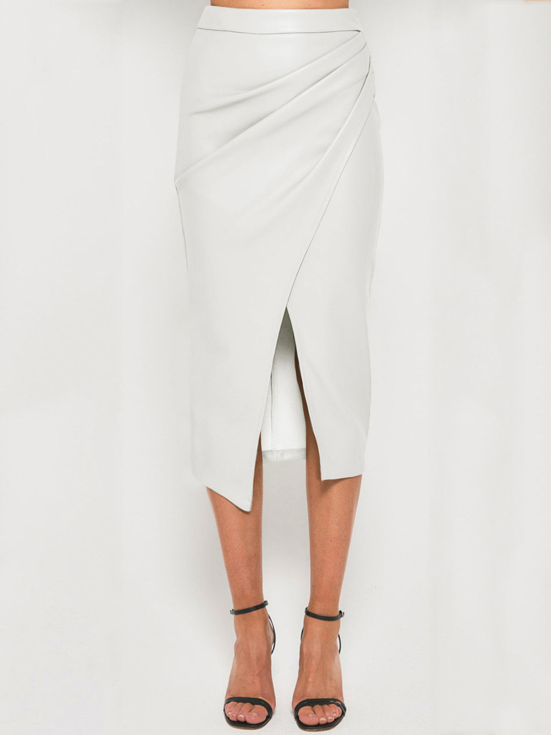 Evangeline | Poured Leather Midi Skirt for Women