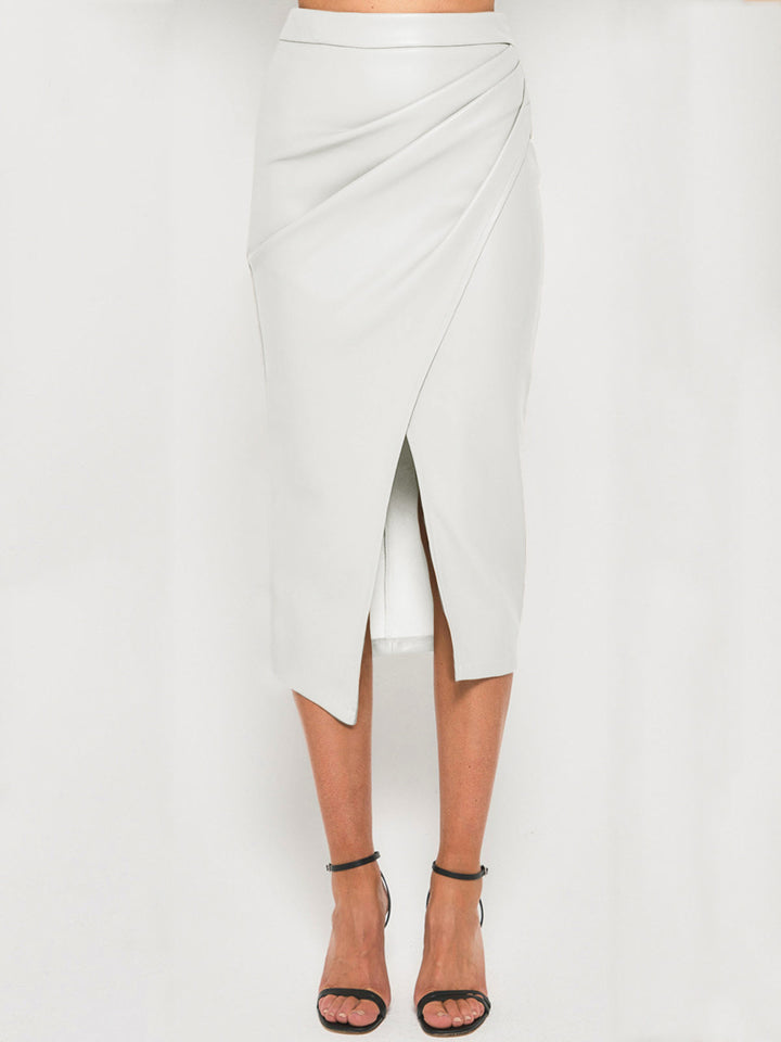 Evangeline | Poured Leather Midi Skirt for Women