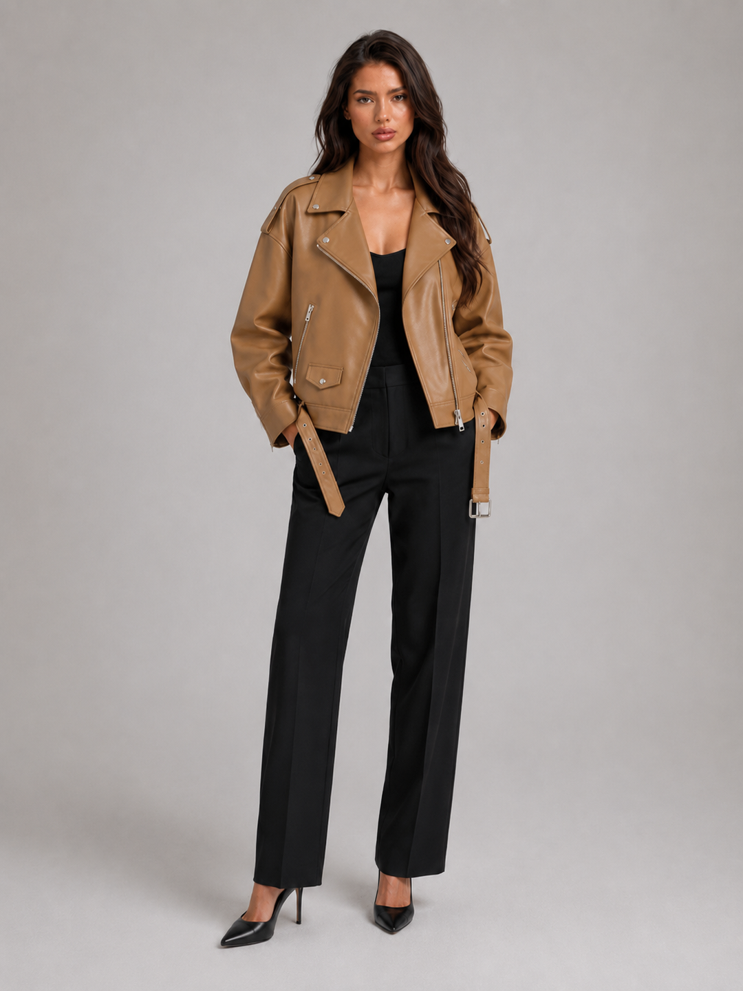 Women's Oversized Faux Leather Jacket
