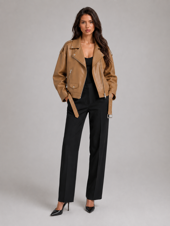 Women's Oversized Faux Leather Jacket
