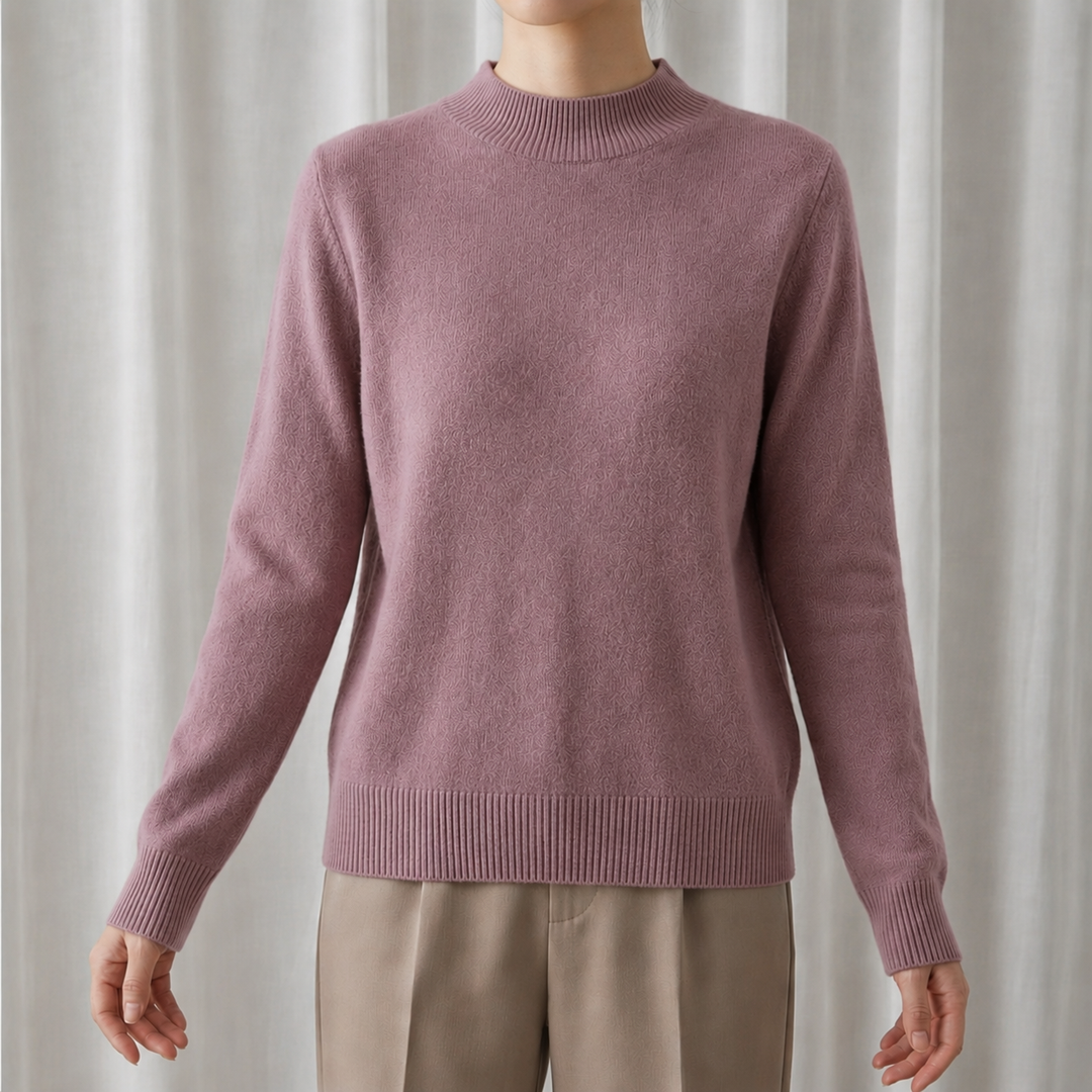 Hyeres | Smooth Mock Neck Cashmere Blend Sweater for Women