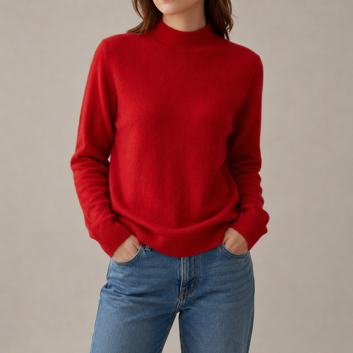 Hyeres | Smooth Mock Neck Cashmere Blend Sweater for Women
