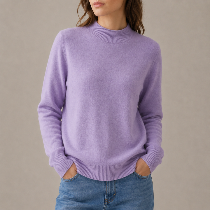 Hyeres | Smooth Mock Neck Cashmere Blend Sweater for Women