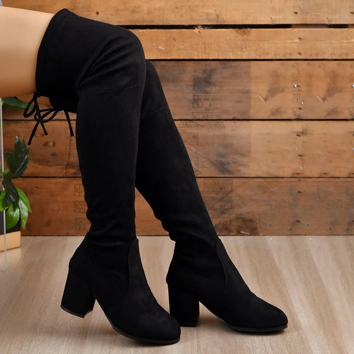 Therese | Pitched Block Heel Over The Knee Boots for Women
