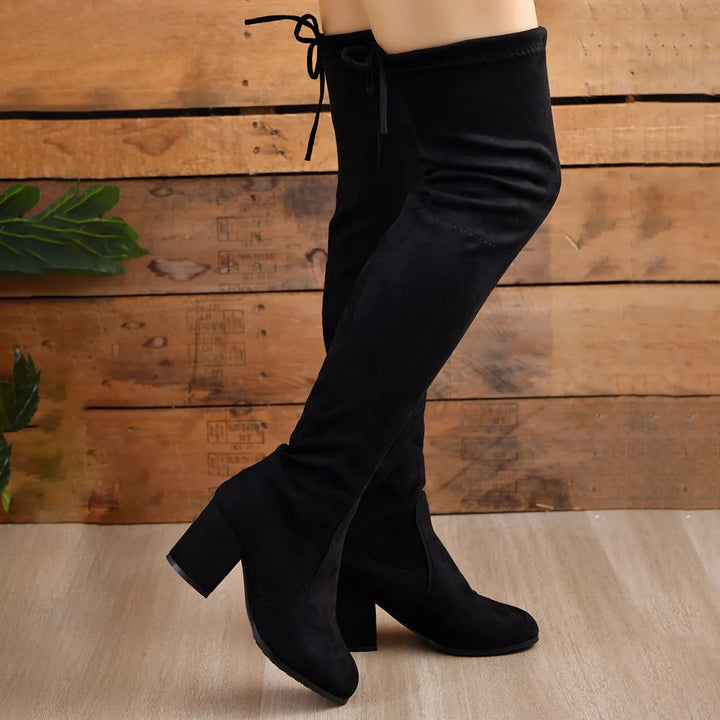 Therese | Pitched Block Heel Over The Knee Boots for Women