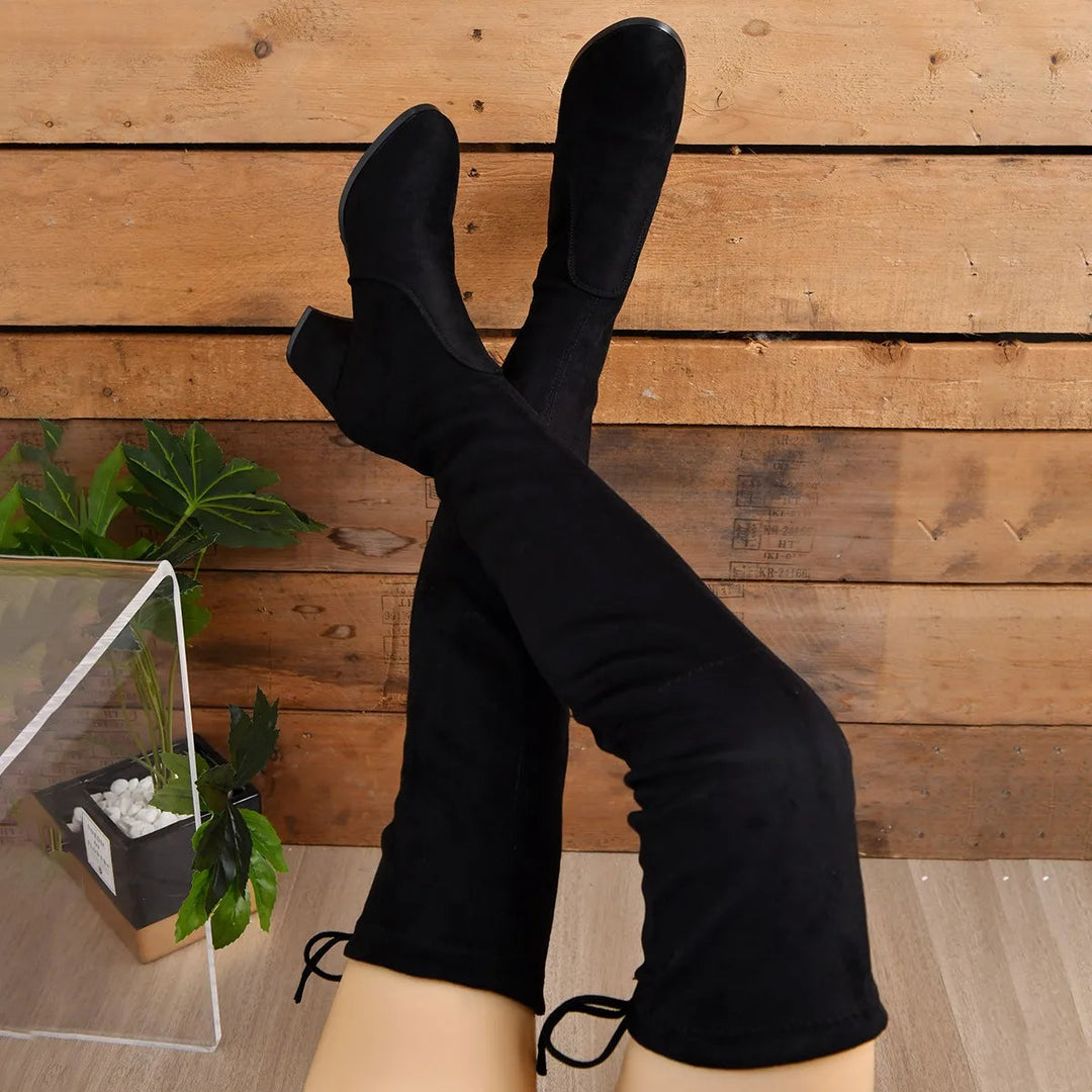 Therese | Pitched Block Heel Over The Knee Boots for Women