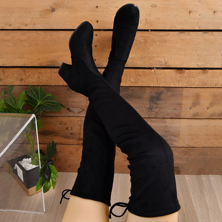 Therese | Pitched Block Heel Over The Knee Boots for Women