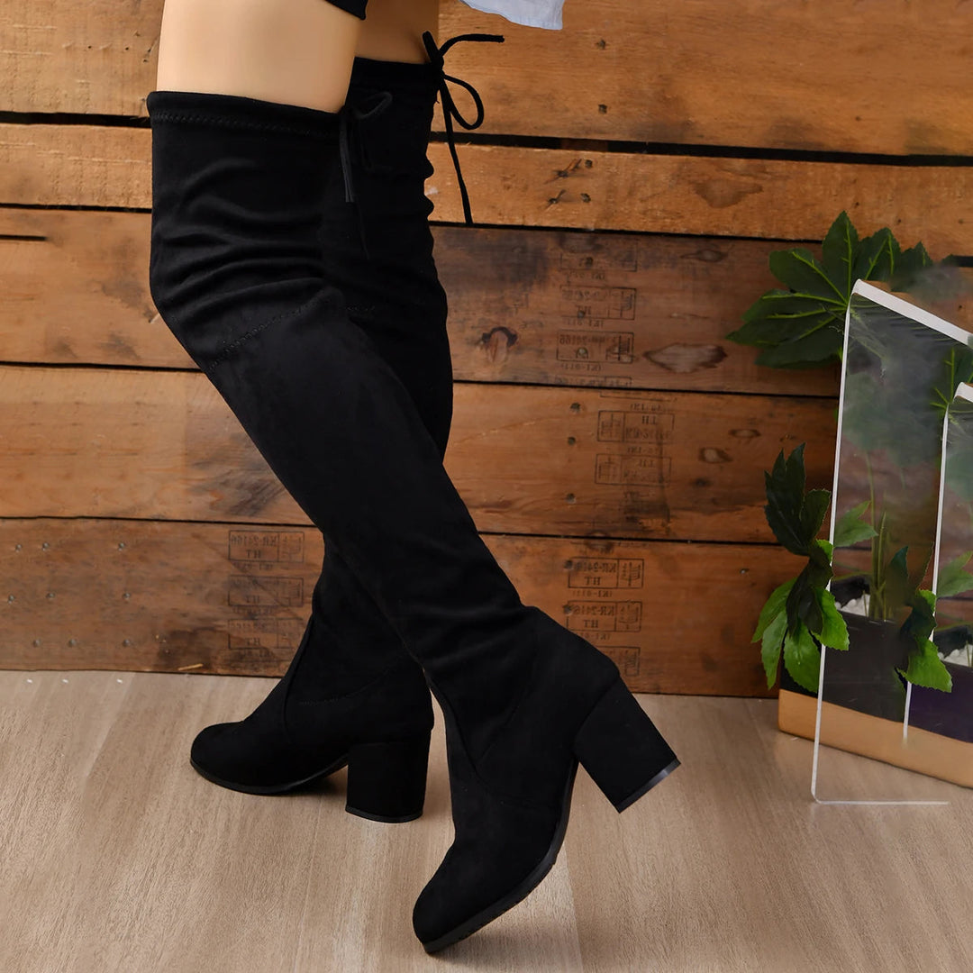 Therese | Pitched Block Heel Over The Knee Boots for Women