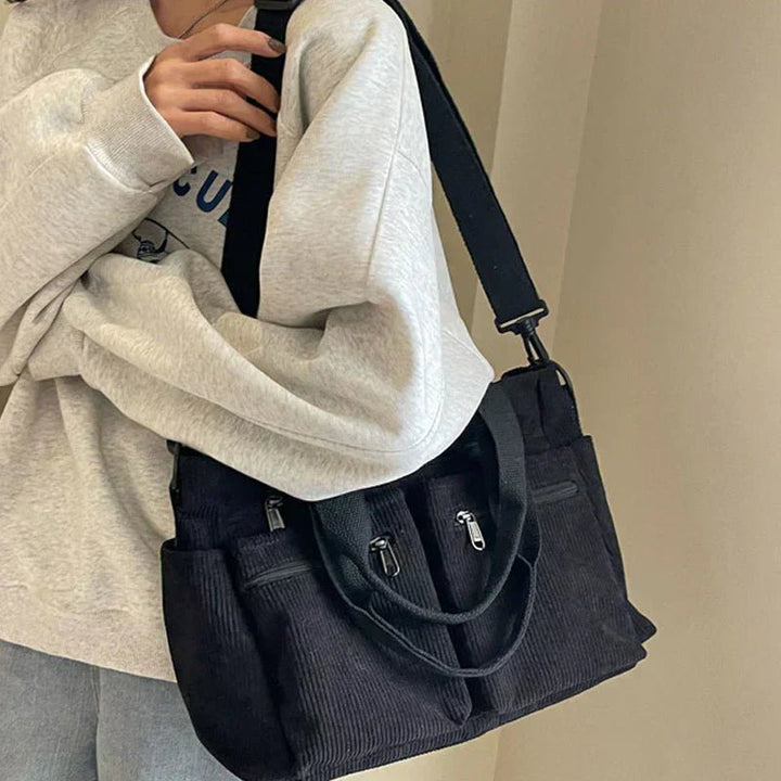 Maiwenn | Practical Corduroy Multi Pocket Tote Bag for Women