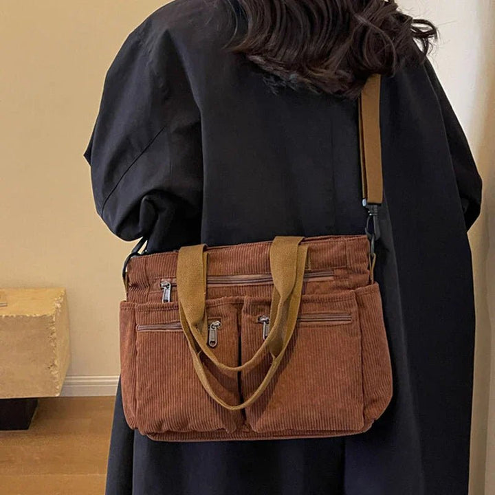Maiwenn | Practical Corduroy Multi Pocket Tote Bag for Women